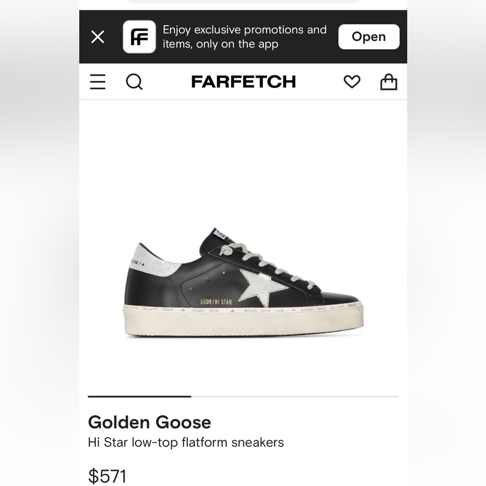 Golden Goose Black Leather Sneakers with Silver Star & gold laces - Picture 10 of 16